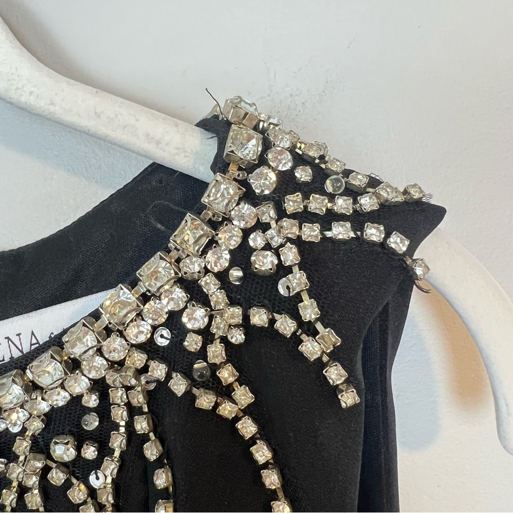 Mac Duggal Black Maxi Dress with Silver Embellishments - Picture 9 of 14